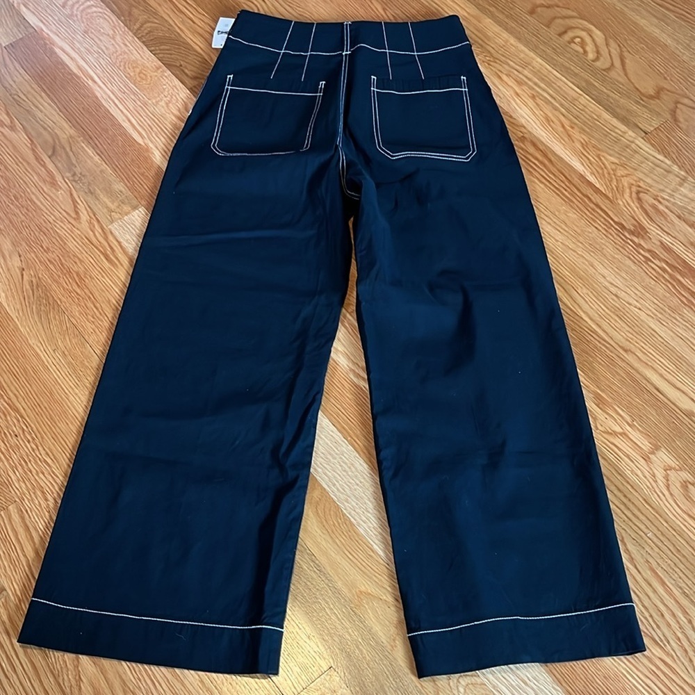 Anthropologie The Colette Contrast-Stitch Cropped Wide-Leg Pants Sz 29 READ NWT - Picture 15 of 16